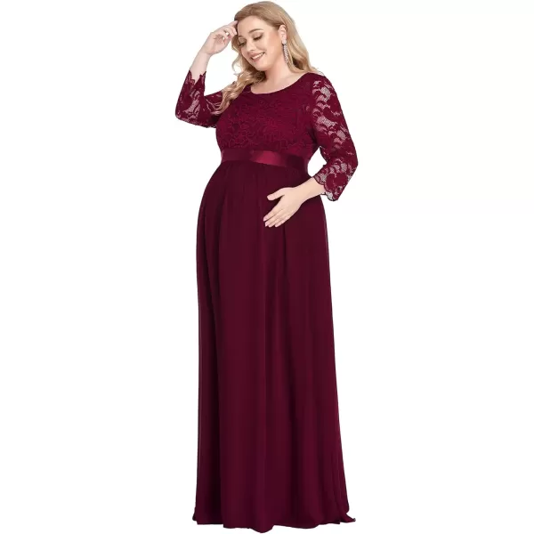 EverPretty Womens Plus Size Maxi Chiffon Maternity Party Dress with Sleeves 20797Burgundy