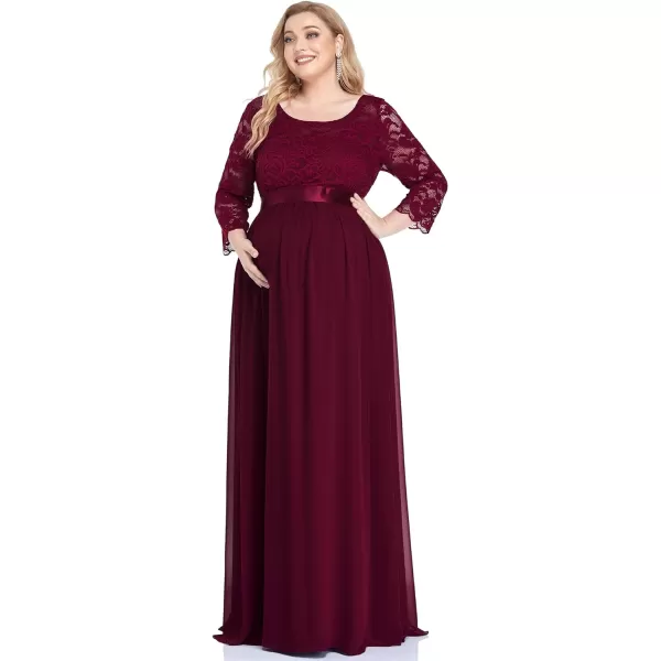 EverPretty Womens Plus Size Maxi Chiffon Maternity Party Dress with Sleeves 20797Burgundy