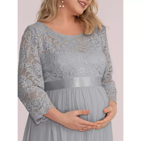 EverPretty Womens Plus Size Maxi Chiffon Maternity Party Dress with Sleeves 20797Grey