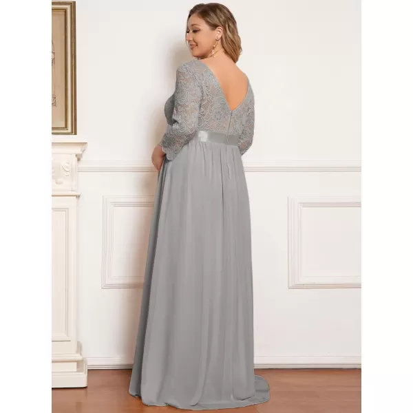 EverPretty Womens Plus Size Maxi Chiffon Maternity Party Dress with Sleeves 20797Grey