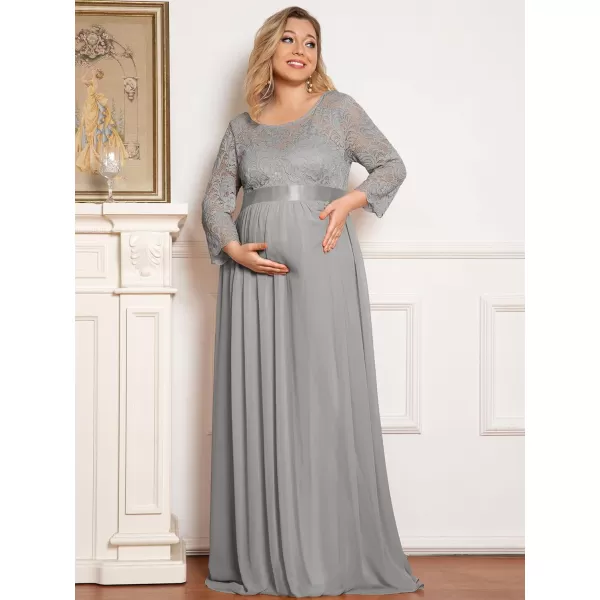 EverPretty Womens Plus Size Maxi Chiffon Maternity Party Dress with Sleeves 20797Grey