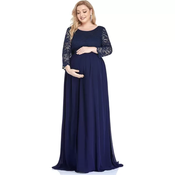 EverPretty Womens Plus Size Maxi Chiffon Maternity Party Dress with Sleeves 20797Navy Blue