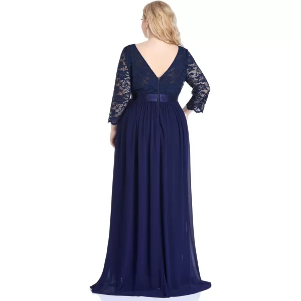 EverPretty Womens Plus Size Maxi Chiffon Maternity Party Dress with Sleeves 20797Navy Blue