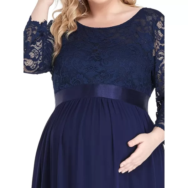 EverPretty Womens Plus Size Maxi Chiffon Maternity Party Dress with Sleeves 20797Navy Blue