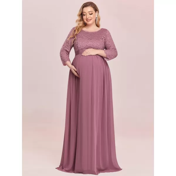 EverPretty Womens Plus Size Maxi Chiffon Maternity Party Dress with Sleeves 20797Orchid