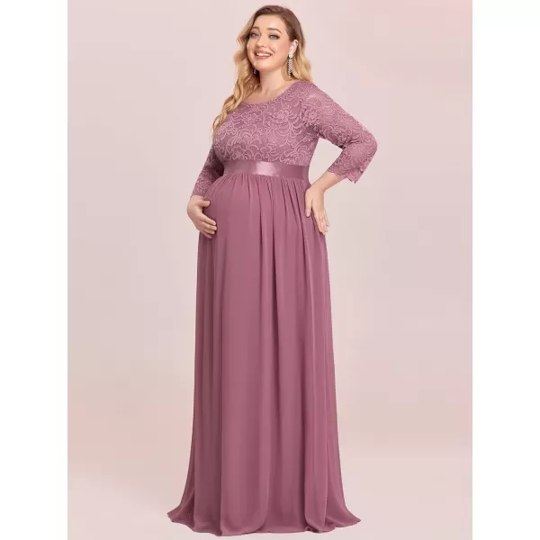 EverPretty Womens Plus Size Maxi Chiffon Maternity Party Dress with Sleeves 20797Orchid