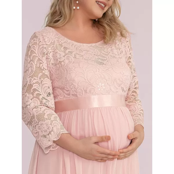 EverPretty Womens Plus Size Maxi Chiffon Maternity Party Dress with Sleeves 20797Pink