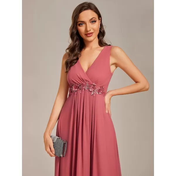 EverPretty Womens Plus Size Sleeveless V Neck Applique Pleated ALine FloorLength Evening Gowns Cameo Brown US16EverPretty Womens Plus Size Sleeveless V Neck Applique Pleated ALine FloorLength Evening Gowns Cameo Brown US16