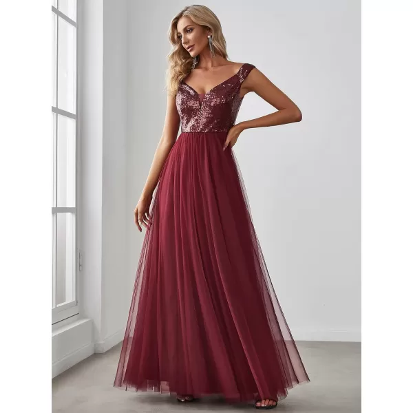 EverPretty Womens Plus Size Tulle Sequin OffShoulder Formal Evening Gowns Burgundy US8EverPretty Womens Plus Size Tulle Sequin OffShoulder Formal Evening Gowns Burgundy US8