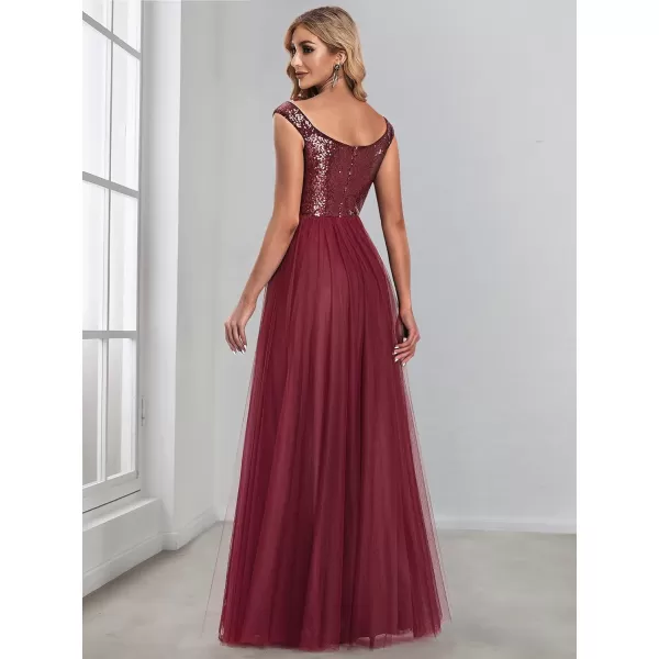 EverPretty Womens Plus Size Tulle Sequin OffShoulder Formal Evening Gowns Burgundy US8EverPretty Womens Plus Size Tulle Sequin OffShoulder Formal Evening Gowns Burgundy US8