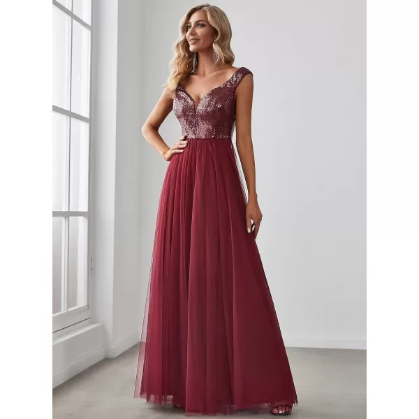 EverPretty Womens Plus Size Tulle Sequin OffShoulder Formal Evening Gowns Burgundy US8EverPretty Womens Plus Size Tulle Sequin OffShoulder Formal Evening Gowns Burgundy US8