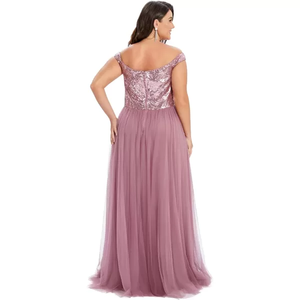 EverPretty Womens Plus Size V Neck Sequin Tulle A Line Formal Evening Dress 0277PZUSAOrchid