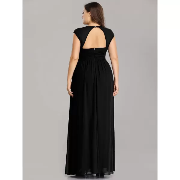 EverPretty Womens Plus Size VNeck Empire Waist Evening Party Maxi Dress 08697Black