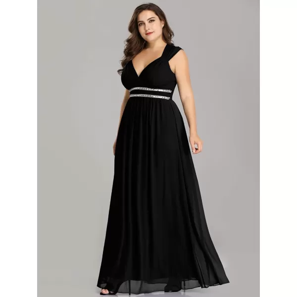 EverPretty Womens Plus Size VNeck Empire Waist Evening Party Maxi Dress 08697Black