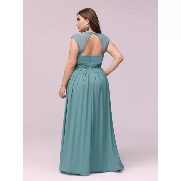 EverPretty Womens Plus Size VNeck Empire Waist Evening Party Maxi Dress 08697Blue