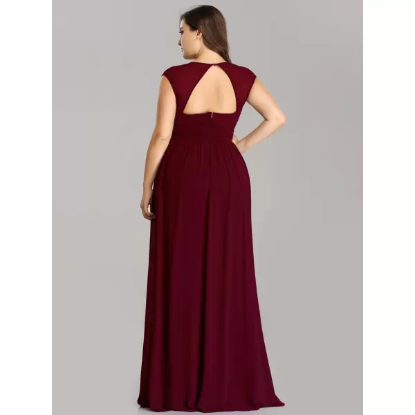 EverPretty Womens Plus Size VNeck Empire Waist Evening Party Maxi Dress 08697Burgundy