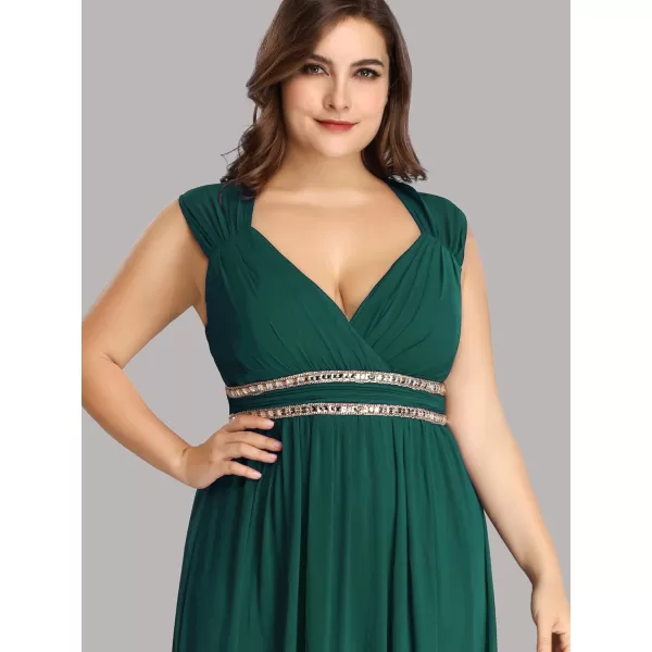 EverPretty Womens Plus Size VNeck Empire Waist Evening Party Maxi Dress 08697Green