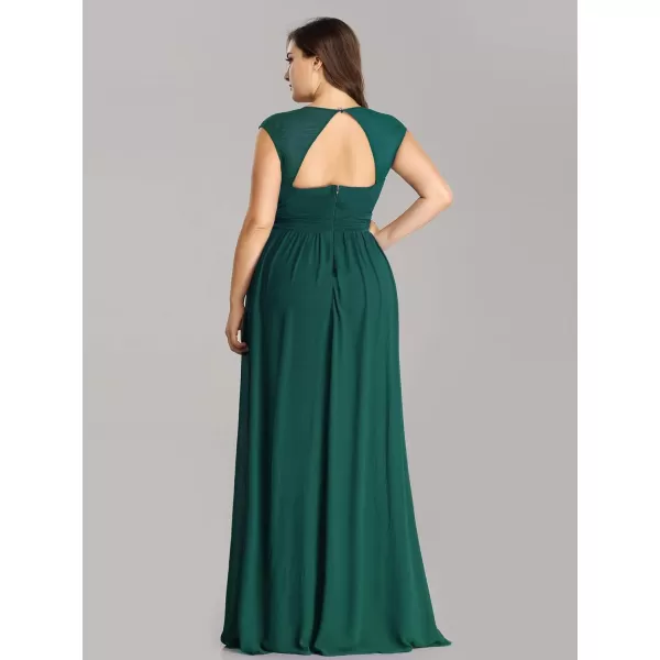 EverPretty Womens Plus Size VNeck Empire Waist Evening Party Maxi Dress 08697Green