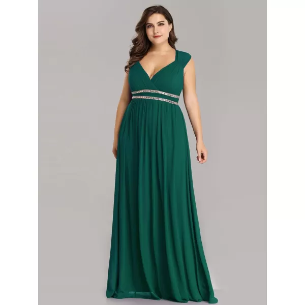 EverPretty Womens Plus Size VNeck Empire Waist Evening Party Maxi Dress 08697Green