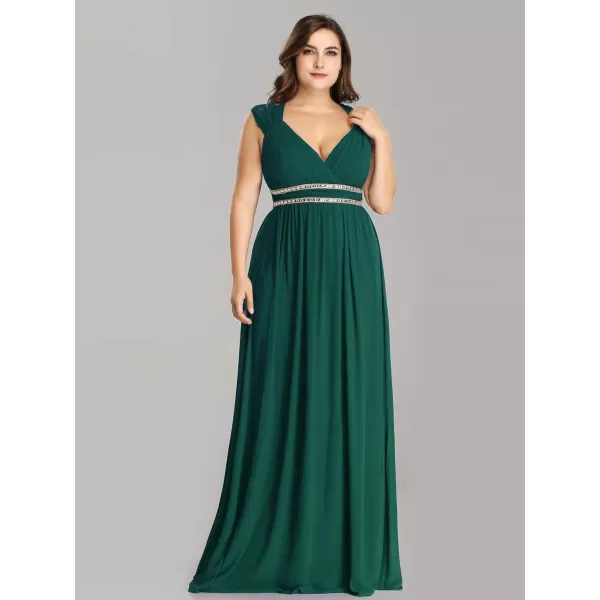 EverPretty Womens Plus Size VNeck Empire Waist Evening Party Maxi Dress 08697Green