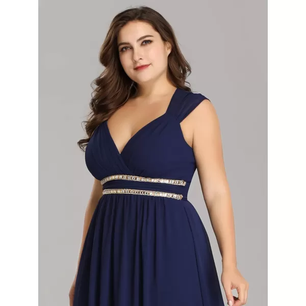 EverPretty Womens Plus Size VNeck Empire Waist Evening Party Maxi Dress 08697Navy