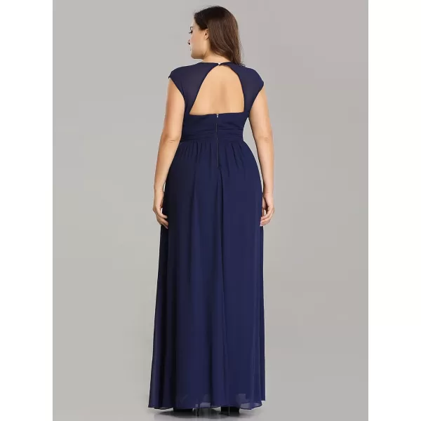 EverPretty Womens Plus Size VNeck Empire Waist Evening Party Maxi Dress 08697Navy