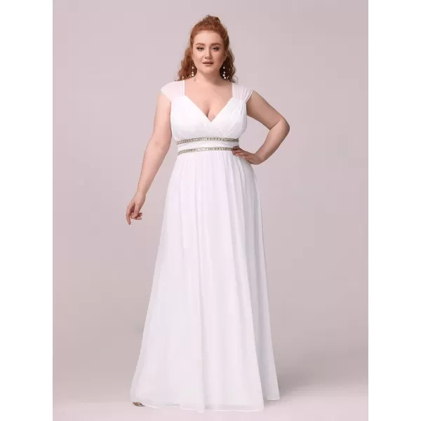 EverPretty Womens Plus Size VNeck Empire Waist Evening Party Maxi Dress 08697White