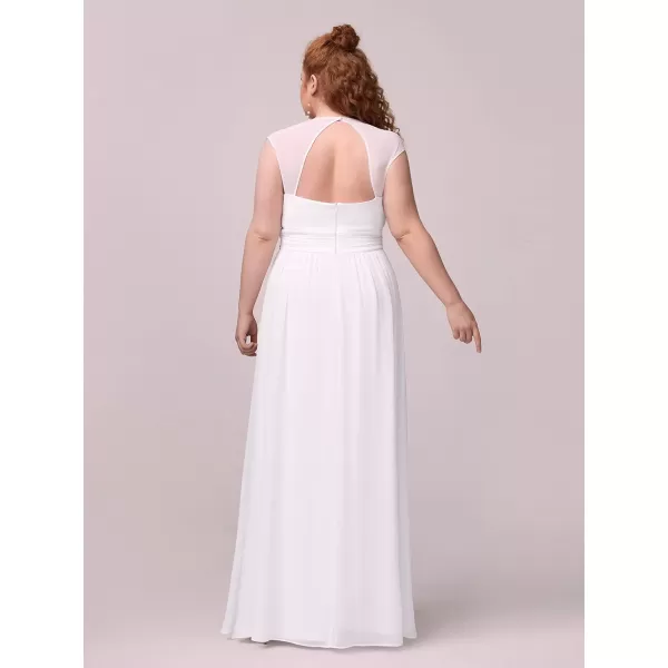 EverPretty Womens Plus Size VNeck Empire Waist Evening Party Maxi Dress 08697White