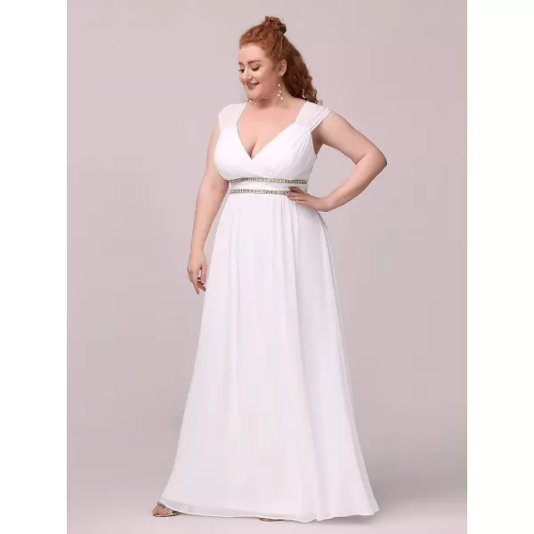 EverPretty Womens Plus Size VNeck Empire Waist Evening Party Maxi Dress 08697White