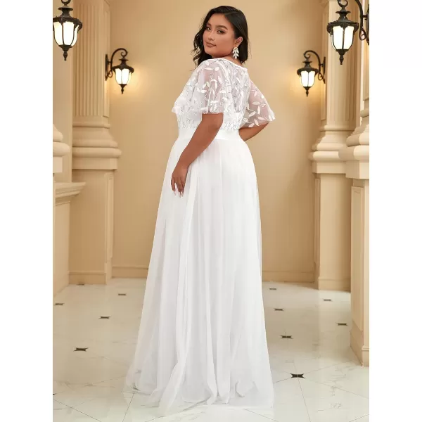 EverPretty Womens Round Neck ALine Tulle Sequin Plus Size Formal Dresses for Women 0904DA2White