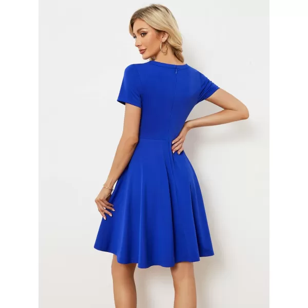 EverPretty Womens Rrhinestone Neckline Short Sleeves ALine Mini Summer 2023 Casual Dresses 01792Sapphire Blue