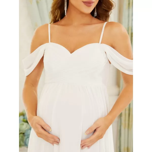 EverPretty Womens Ruched Off Shoulder V Neck Maternity Evening Dress White US14EverPretty Womens Ruched Off Shoulder V Neck Maternity Evening Dress White US14