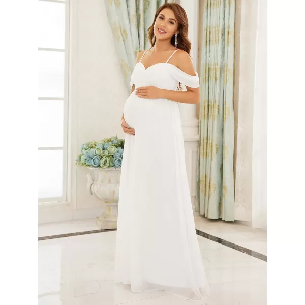 EverPretty Womens Ruched Off Shoulder V Neck Maternity Evening Dress White US14EverPretty Womens Ruched Off Shoulder V Neck Maternity Evening Dress White US14