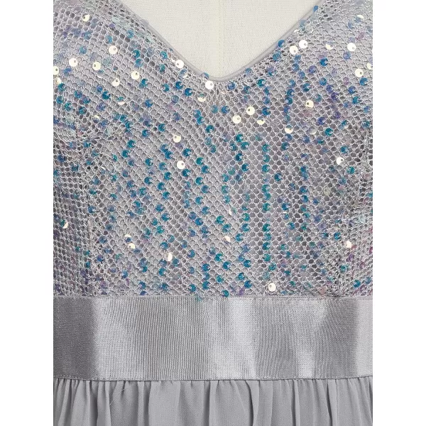 EverPretty Womens Sequin VNeck Aline Short Sleeves Empire Waist Maxi Evening Dress Formal Dress 0150ACustomAsilver