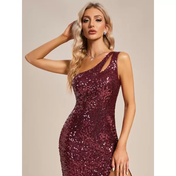 EverPretty Womens Sexy Cut Out Slit Bodycon Mermaid Sequin Evening Dresses 01913Burgundy