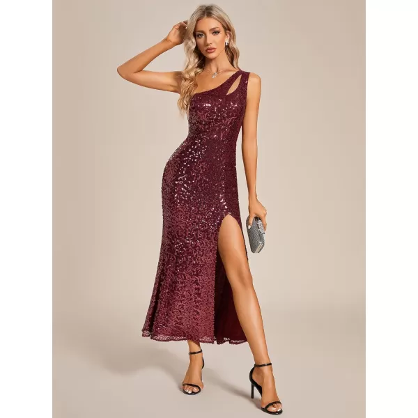 EverPretty Womens Sexy Cut Out Slit Bodycon Mermaid Sequin Evening Dresses 01913Burgundy