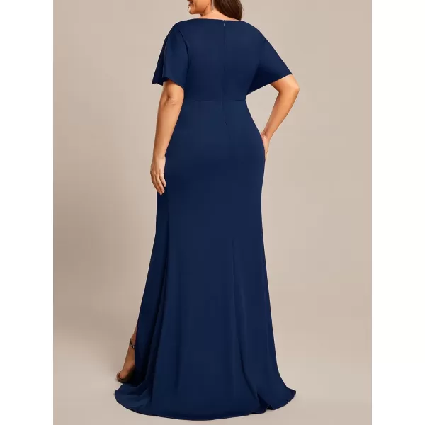 EverPretty Womens Sexy Hollow Out V Neck Sequin Split Plus Size Trendy Formal Dresses for Curvy Women 1777DAPHNavy Blue