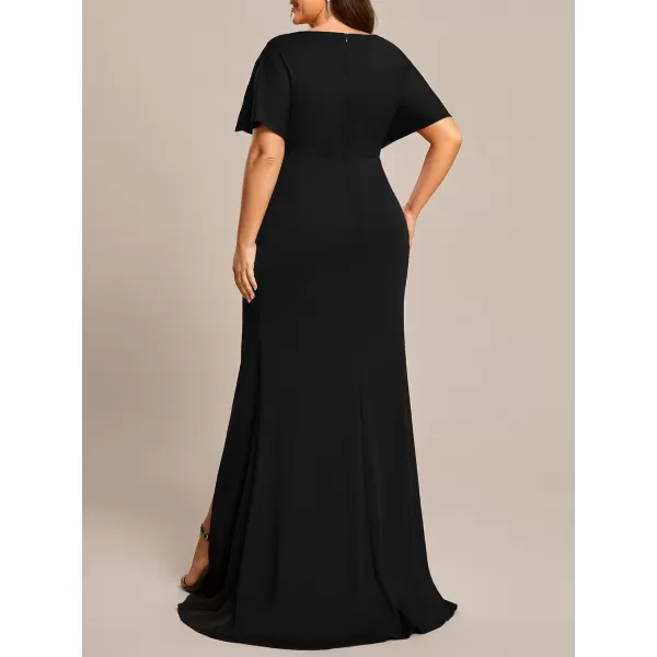 EverPretty Womens Sexy Hollow Out V Neck Split Plus Size Trendy Semi Formal Dress 1777DAPHBlack
