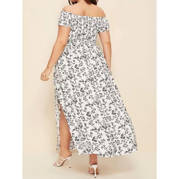 EverPretty Womens Sexy Off Shoulder Side Slit Floral Casual Summer Long Sun Dress 40405White