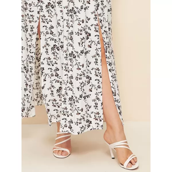 EverPretty Womens Sexy Off Shoulder Side Slit Floral Casual Summer Long Sun Dress 40405White