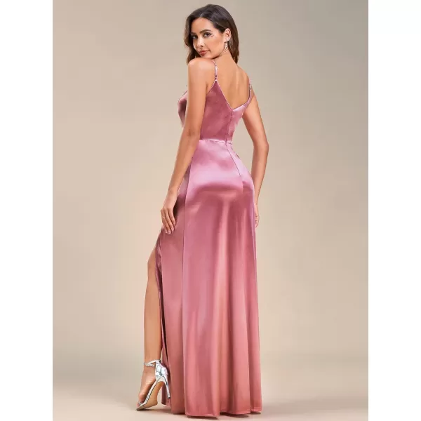 EverPretty Womens Sexy Satin Spaghetti Straps VNeck Bodycon Evening Dresses with Slit 01872Orchid