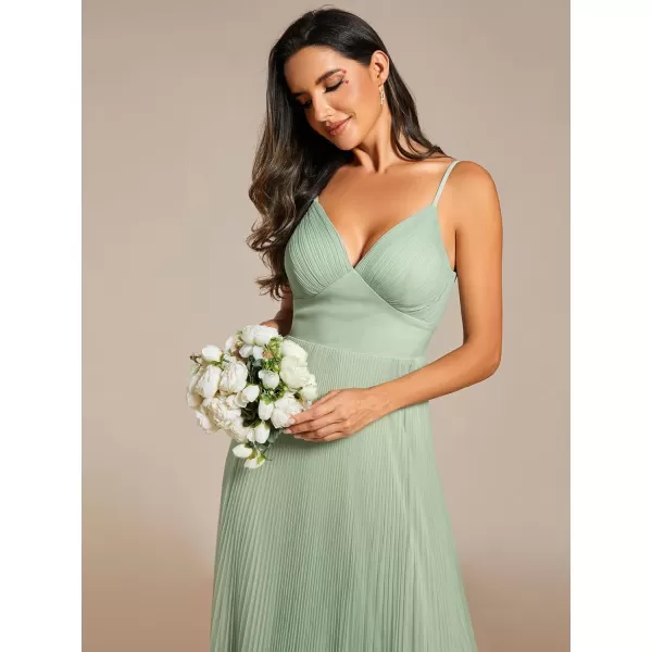 EverPretty Womens Sexy Spaghetti Strap A Line V Neck Pleated Formal Dresses 02069Mint Green