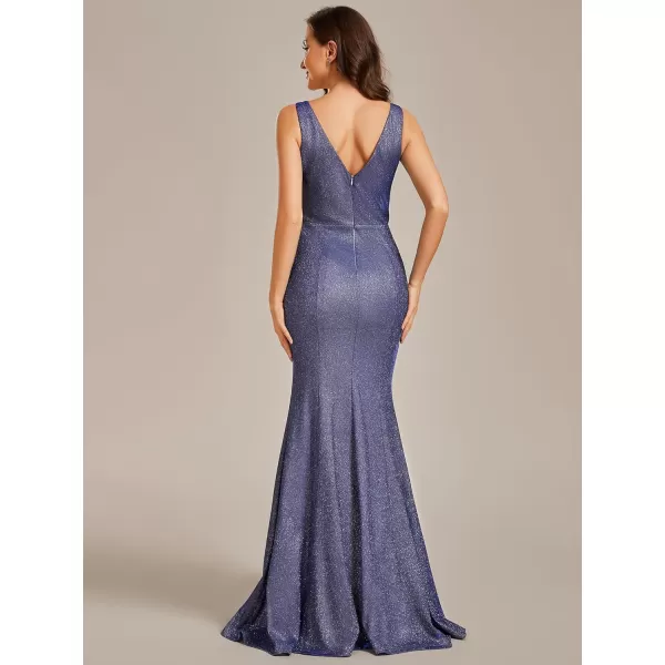 EverPretty Womens Sexy VNeck Slit Glitter Bodycon Mermaid Evening Dress 01957Opal Lilac
