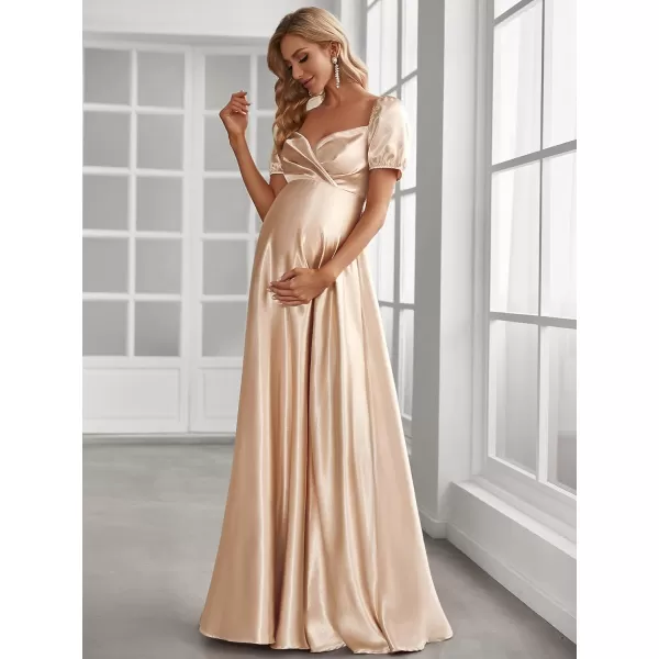 EverPretty Womens Short Sleeve Deep VNeck Long Maternity Dress for Baby Shower 20801Rose Gold