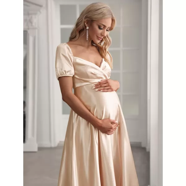 EverPretty Womens Short Sleeve Deep VNeck Long Maternity Dress for Baby Shower 20801Rose Gold