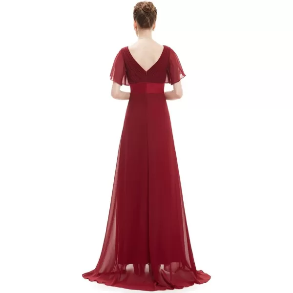 EverPretty Womens Short Sleeve VNeck Evening Dress Floor Length Mother of The Bride Dress 09890Burgundy