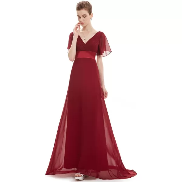 EverPretty Womens Short Sleeve VNeck Evening Dress Floor Length Mother of The Bride Dress 09890Burgundy