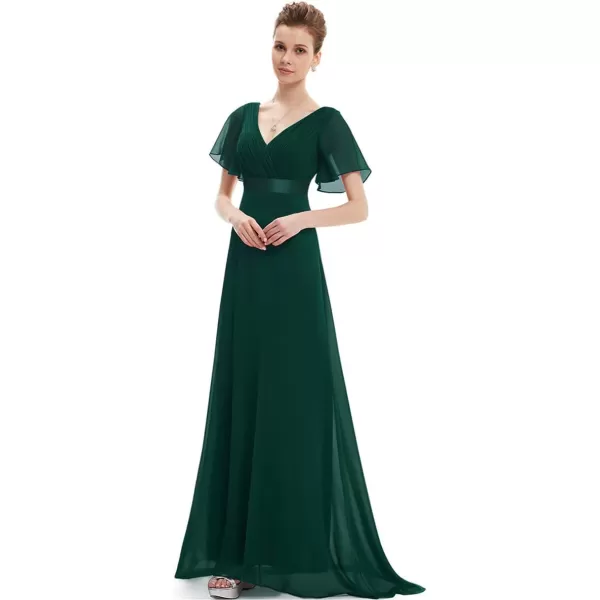 EverPretty Womens Short Sleeve VNeck Evening Dress Floor Length Mother of The Bride Dress 09890Green1