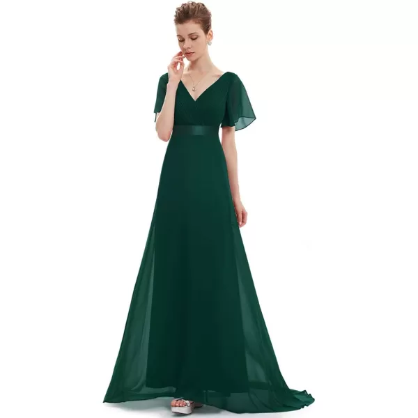 EverPretty Womens Short Sleeve VNeck Evening Dress Floor Length Mother of The Bride Dress 09890Green1