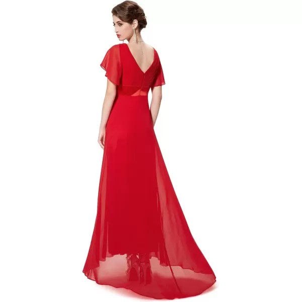 EverPretty Womens Short Sleeve VNeck Evening Dress Floor Length Mother of The Bride Dress 09890Red